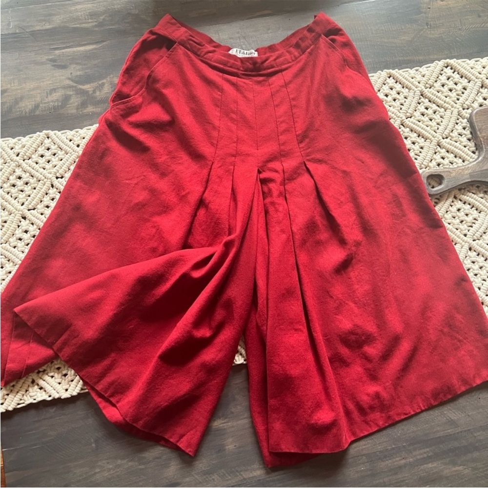 J. TIKTINER Côte D’Azure NICE Red Wool Gaucho Pants Size 6 to 8 - Picture 4 of 11